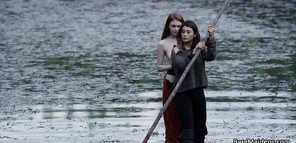  Lesbian adventures on wooden raft  Brea Daniels and Raven
